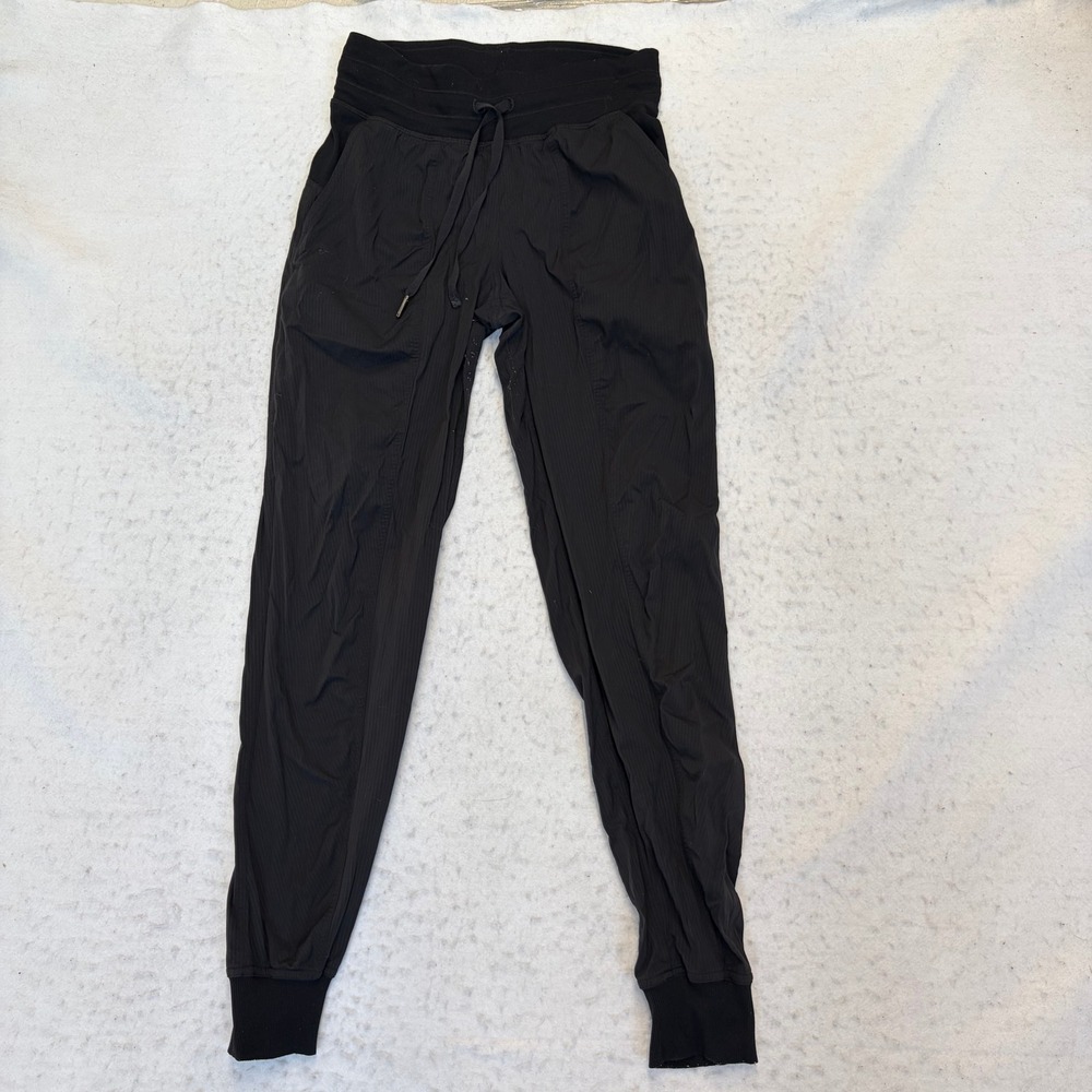 Lululemon Jogger Pants Womens Size 2 Black Dance Studio Ribbed Waist Cuffs
